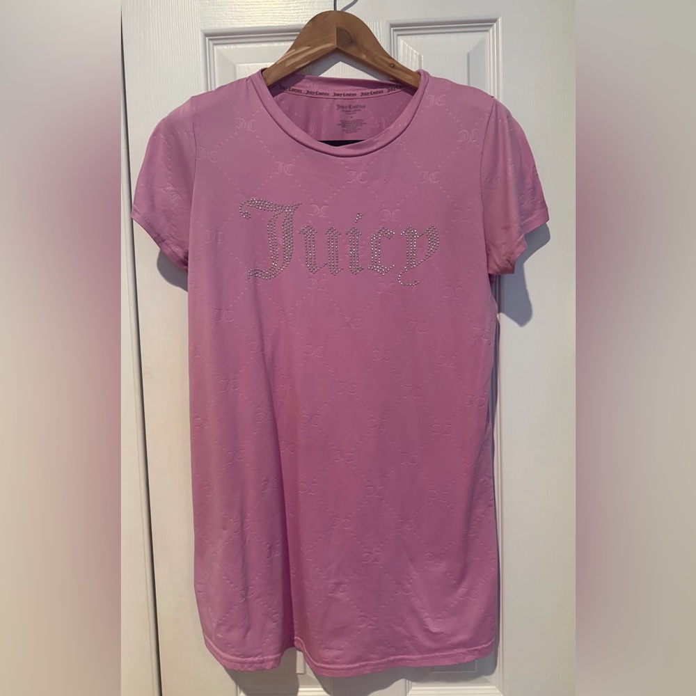 Juicy Couture Pink Rhinestone Logo Sleep Shirt Size Medium